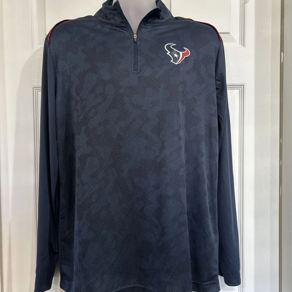 NFL Team Apparel Men's L Houston Texans 1/4 Zip LS Performance Top Shirt